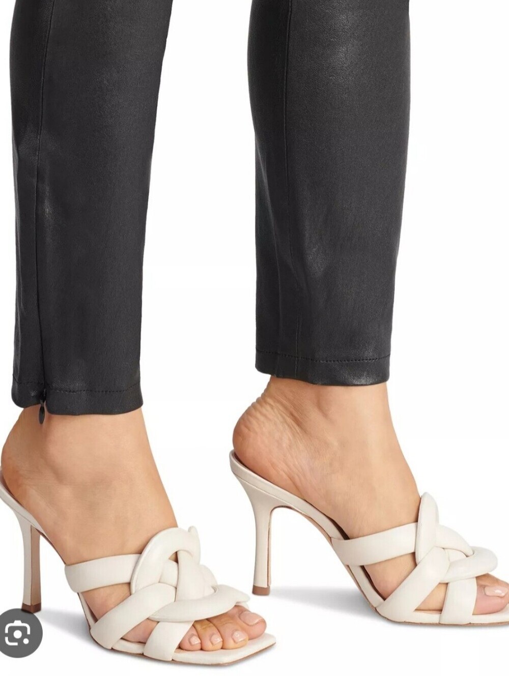 COACH KELLIE BRAIDED MULE HEELS LEATHER . SIZE 6.5.  CREAM.
